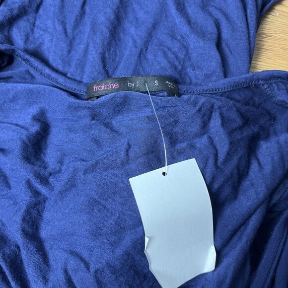 Women's Fraiche by J Navy Wrap Dress Long Sleeve Tie Front Stretchy Knit Small - Picture 6 of 8